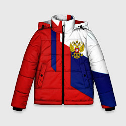 Зимняя куртка для мальчика Спортивная текстура герб России