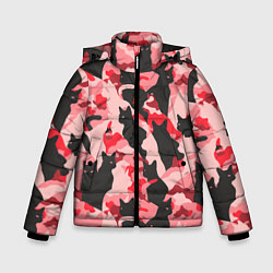 Куртка зимняя для мальчика Розовый камуфляж из котов, цвет: 3D-красный