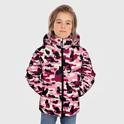 Куртка зимняя для мальчика Камуфляжные розовые котики, цвет: 3D-красный — фото 2