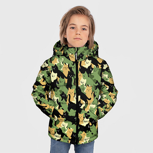 Зимняя куртка для мальчика Котофляж / 3D-Черный – фото 3