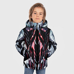 Куртка зимняя для мальчика Чёрно-красная агрессивная абстракция на белом фоне, цвет: 3D-красный — фото 2