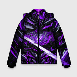 Куртка зимняя для мальчика Фиолетовый камень на чёрном фоне, цвет: 3D-черный