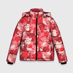 Зимняя куртка для мальчика Розовый кошачий комуфляж