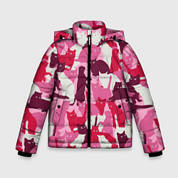 Куртка зимняя для мальчика Розовый кошачий камуфляж, цвет: 3D-светло-серый