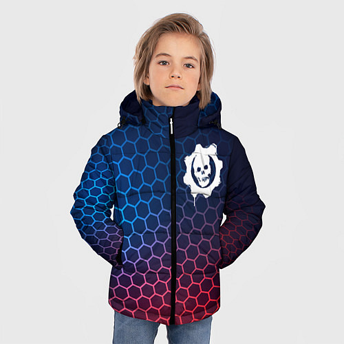 Зимняя куртка для мальчика Gears of War неоновые соты / 3D-Черный – фото 3