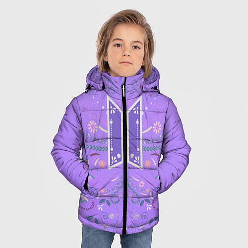 Зимняя куртка для мальчика BTS - ARMY Цветочный принт / 3D-Черный – фото 3