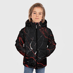 Куртка зимняя для мальчика Черно-красный мрамор, цвет: 3D-черный — фото 2
