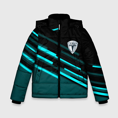 Зимняя куртка для мальчика Tesla sport geometry car / 3D-Светло-серый – фото 1