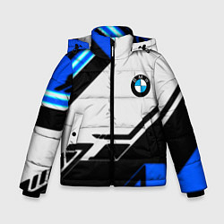 Куртка зимняя для мальчика BMW спортивная геометрия, цвет: 3D-черный