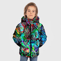 Куртка зимняя для мальчика Слоники в орнаменте, цвет: 3D-черный — фото 2