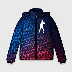 Куртка зимняя для мальчика Counter Strike неоновые соты, цвет: 3D-черный