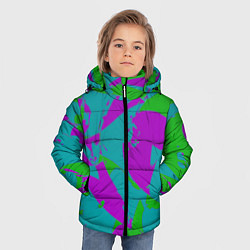 Куртка зимняя для мальчика Бирюзово-зелёная абстракция, цвет: 3D-светло-серый — фото 2