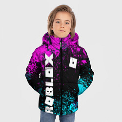 Куртка зимняя для мальчика Роблокс - неоновые брызги, цвет: 3D-черный — фото 2