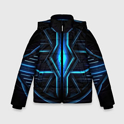 Куртка зимняя для мальчика Синяя неоновая космическая абстракция, цвет: 3D-светло-серый