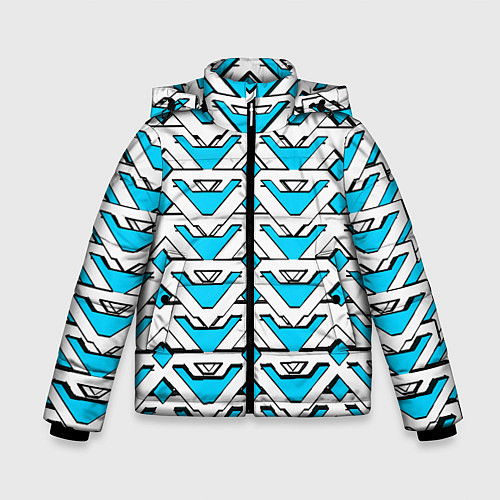 Зимняя куртка для мальчика Бело-синий узор / 3D-Светло-серый – фото 1