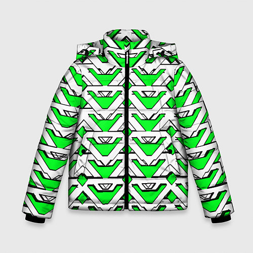 Зимняя куртка для мальчика Бело-зелёный узор / 3D-Светло-серый – фото 1