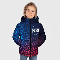 Куртка зимняя для мальчика Mass Effect неоновые соты, цвет: 3D-черный — фото 2