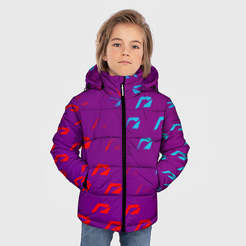 Зимняя куртка для мальчика НФС лого градиент текстура / 3D-Красный – фото 3