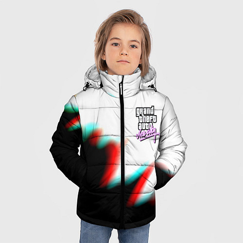 Зимняя куртка для мальчика GTA glitch текстура вайсити / 3D-Красный – фото 3