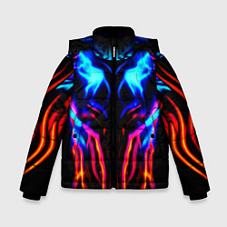 Куртка зимняя для мальчика Неоновый киберкостюм, цвет: 3D-черный