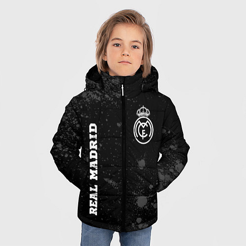 Зимняя куртка для мальчика Real Madrid sport на темном фоне вертикально / 3D-Черный – фото 3