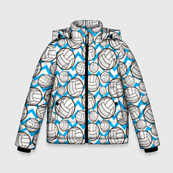 Куртка зимняя для мальчика Мячи волейбольные паттерн, цвет: 3D-красный