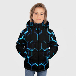 Куртка зимняя для мальчика Киберпанк неон синий, цвет: 3D-черный — фото 2