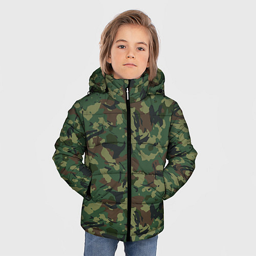Зимняя куртка для мальчика Камуфляж Woodland классический / 3D-Черный – фото 3