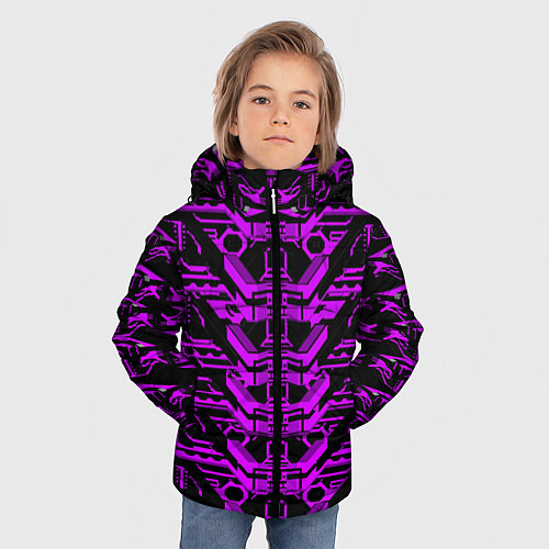 Зимняя куртка для мальчика Розовая техно-броня на чёрном фоне / 3D-Красный – фото 3