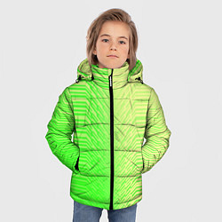 Куртка зимняя для мальчика Зелёные градиентные линии, цвет: 3D-светло-серый — фото 2