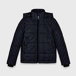 Куртка зимняя для мальчика Тёмный синий в полоску, цвет: 3D-черный
