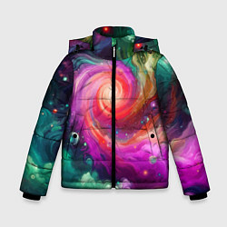 Зимняя куртка для мальчика Космическая неоновая фантазия - нейросеть