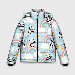 Куртка зимняя для мальчика Панда на радуге, цвет: 3D-светло-серый