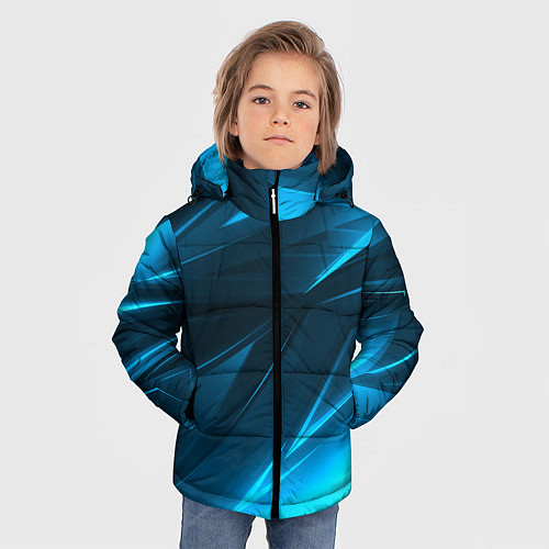 Зимняя куртка для мальчика Geometry stripes neon color / 3D-Красный – фото 3