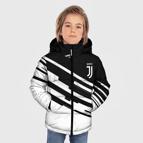 Зимняя куртка для мальчика Ювентус спорт текстура / 3D-Черный – фото 3