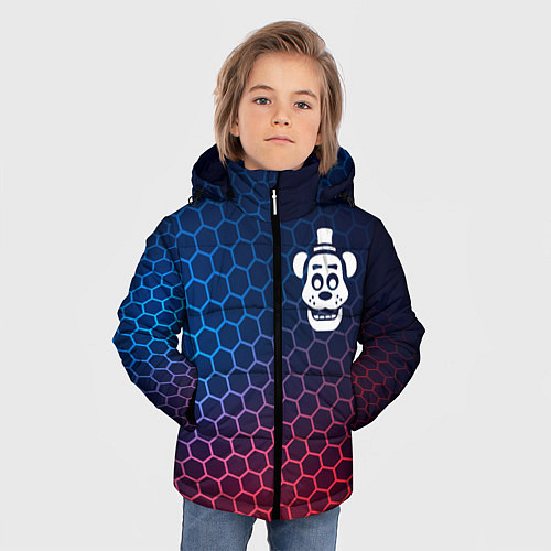 Зимняя куртка для мальчика FNAF неоновые соты / 3D-Черный – фото 3
