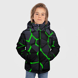 Куртка зимняя для мальчика Зеленые плиты киберпанк, цвет: 3D-красный — фото 2