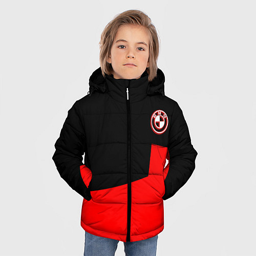 Зимняя куртка для мальчика BMW спортивная текстура / 3D-Черный – фото 3
