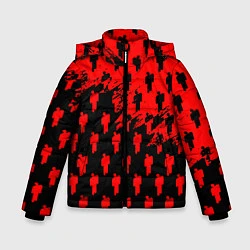Куртка зимняя для мальчика Billie Eilish pattern music steel, цвет: 3D-красный