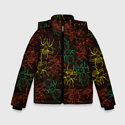 Куртка зимняя для мальчика Разноцветные жуки носороги, цвет: 3D-светло-серый