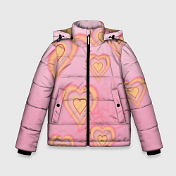 Куртка зимняя для мальчика Сердца градиент, цвет: 3D-красный
