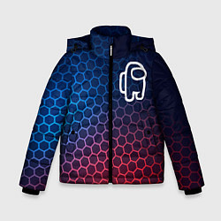 Куртка зимняя для мальчика Among Us неоновые соты, цвет: 3D-черный