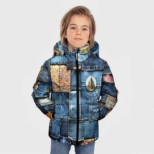 Зимняя куртка для мальчика Значок архитектора на джинсах / 3D-Черный – фото 3
