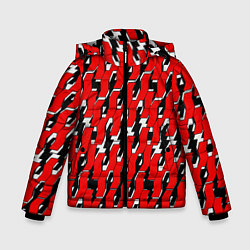 Куртка зимняя для мальчика Техно узор красный, цвет: 3D-черный