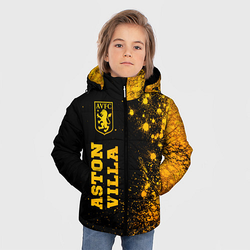 Зимняя куртка для мальчика Aston Villa - gold gradient по-вертикали / 3D-Черный – фото 3