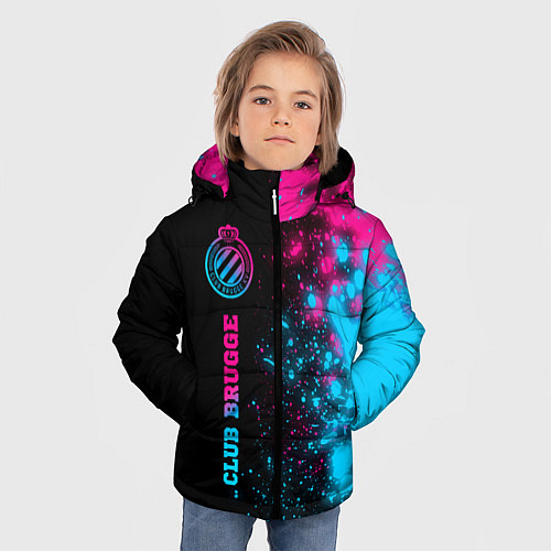 Зимняя куртка для мальчика Club Brugge - neon gradient по-вертикали / 3D-Черный – фото 3