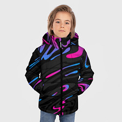 Куртка зимняя для мальчика Неоновые разводы - фиолетовый, цвет: 3D-красный — фото 2