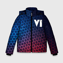 Куртка зимняя для мальчика GTA 6 неоновые соты, цвет: 3D-черный