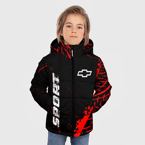 Зимняя куртка для мальчика Chevrolet red sport tires / 3D-Черный – фото 3