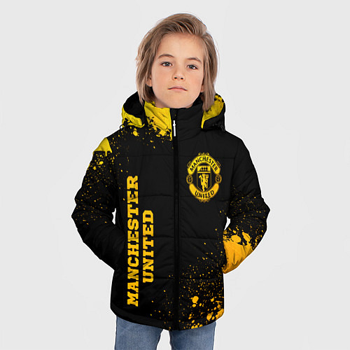 Зимняя куртка для мальчика Manchester United - gold gradient вертикально / 3D-Черный – фото 3